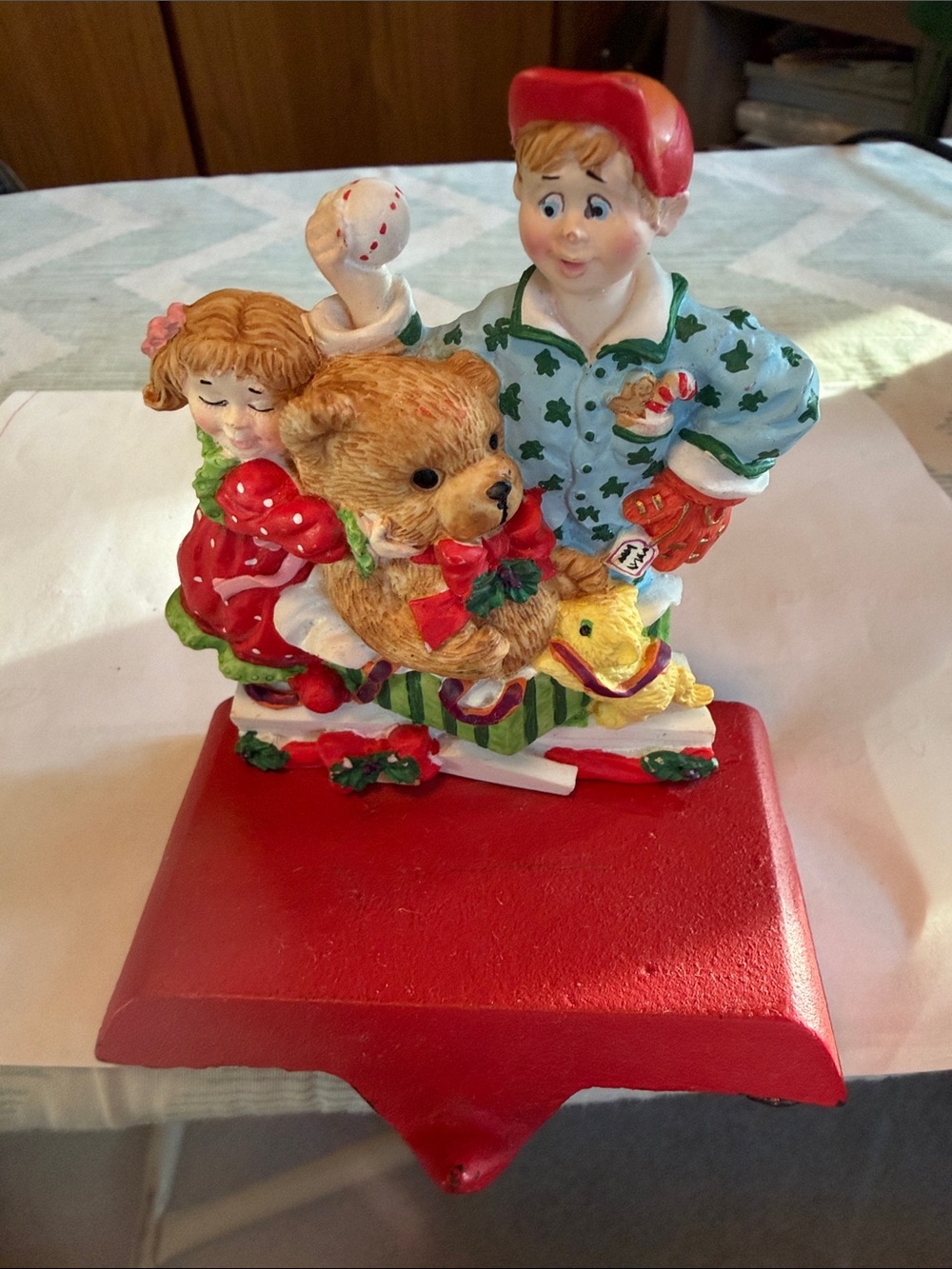 Festive Red and Multicolor Holiday Figurine - Decorative Home Accent